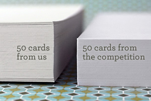 50 cards from us vs. 50 cards from the competition