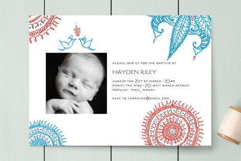 Joyful Lovebirds Baptism and Christening Invitations