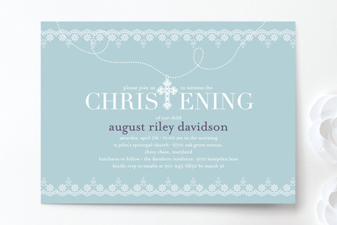 Cross Pendant Baptism and Christening Invitations