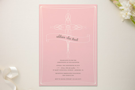 Delicate Cross Baptism and Christening Invitations