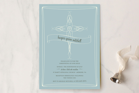 Delicate Cross Baptism and Christening Invitations