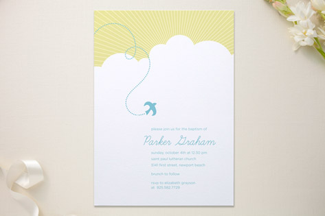 heavenly bird Baptism and Christening Invitations