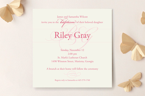 Monogram Baptism and Christening Invitations