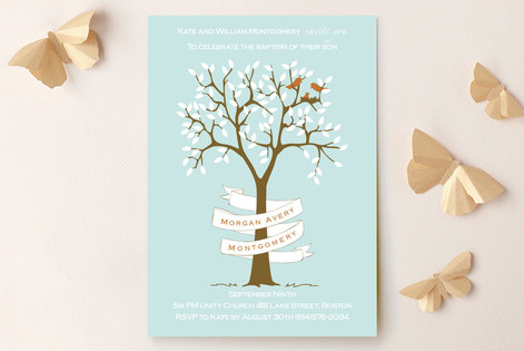 Nesting Family Baptism and Christening Invitations