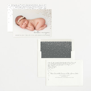 Golden Dots Foil-Pressed Birth Announcement Cards