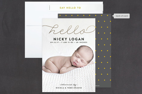 Warm Hello Foil-Pressed Birth Announcement Cards