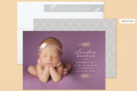 Heritage branch Foil-Pressed Birth Announcements