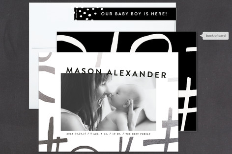 Bold Abstract Foil-Pressed Birth Announcements