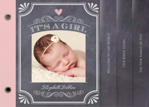 It's A Girl Vintage Chalkboard Birth Announcement Minibook&trade; Cards