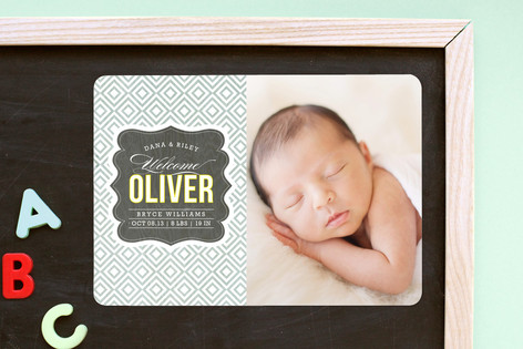 Vintage Paper Birth Announcement Magnets