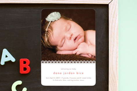 Sweet Lace Birth Announcement Magnets