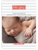 Striped Hello Birth Announcement Magnets