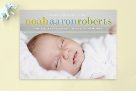 Classy Noah Birth Announcement Postcards