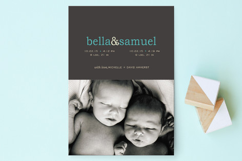 Pop of Color Birth Announcement Postcards