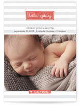 Striped Hello Birth Announcement Postcards