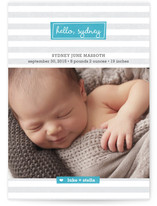 Striped Hello Birth Announcement Postcards
