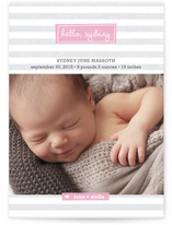 Striped Hello Birth Announcement Postcards