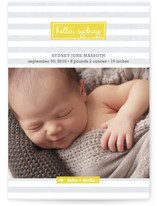 Striped Hello Birth Announcement Postcards