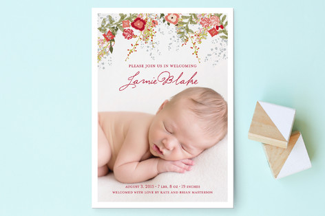 Fleurs De Noel Birth Announcement Postcards