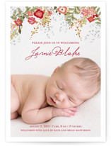 Fleurs De Noel Birth Announcement Postcards