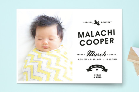 Vintage Label Birth Announcement Postcards