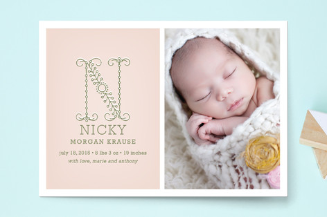 Initial Birth Announcement Postcards