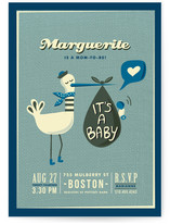 Stylish Stork and Funky Baby Baby Shower Invitations