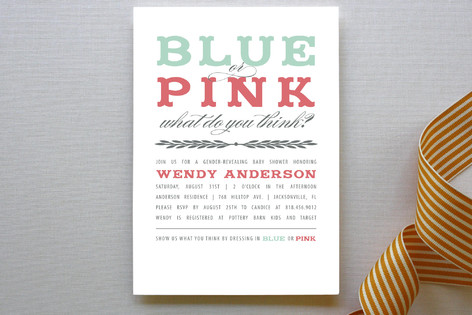 Blue or Pink Reveal Baby Shower Invitations