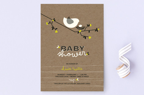 Nesting Bird Baby Shower Invitations