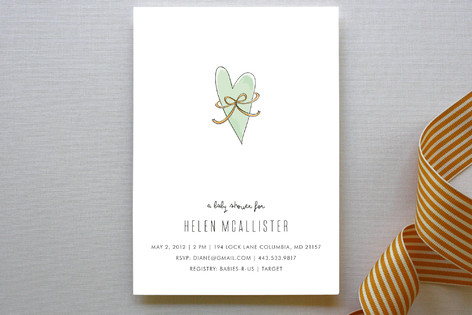 Heart & Bow Baby Shower Invitations