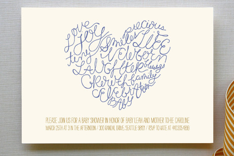 Written on Her Heart Baby Shower Invitations
