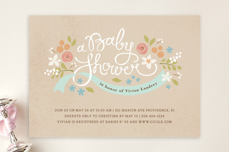 Rustic Ribbons and Flora Baby Shower Invitations