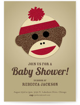 Sock Monkey Baby Shower Invitations