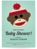 Sock Monkey Baby Shower Invitations