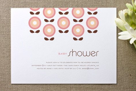 Stitched Flowers Baby Shower Invitations