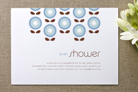 Stitched Flowers Baby Shower Invitations