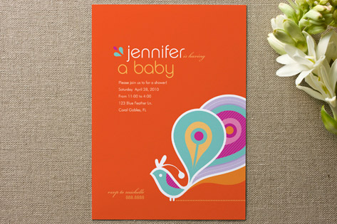 Party Peacock Baby Shower Invitations