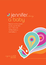 Party Peacock Baby Shower Invitations