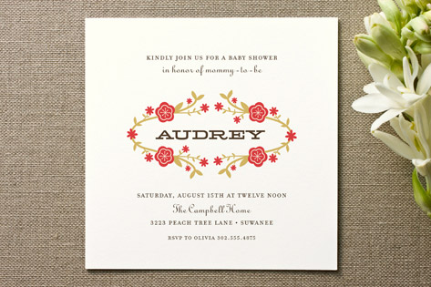 Floral Wreath Baby Shower Invitations