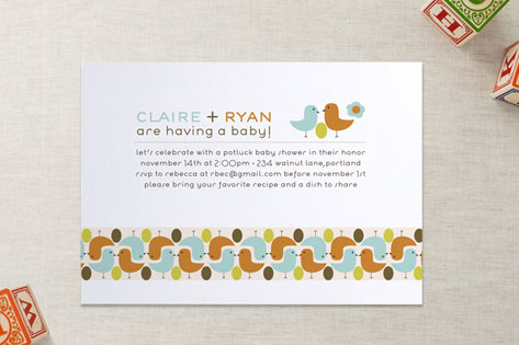birds with golden egg Baby Shower Invitations