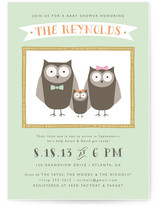 Owl Happy Family Baby Shower Invitations