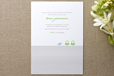 Classic Stripes & Sprouts Baby Shower Invitations