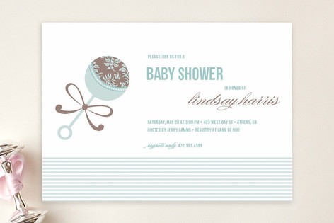 Elegant Rattle Baby Shower Invitations