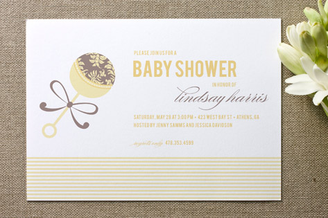 Elegant Rattle Baby Shower Invitations