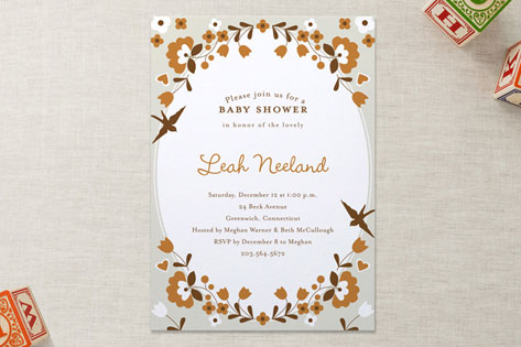 folksy floral Baby Shower Invitations