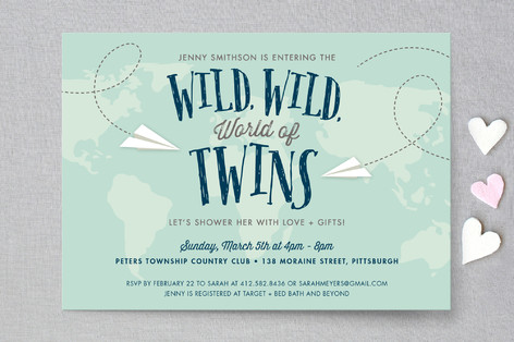 The Wild World Of Twins Baby Shower Invitations Minted The Wild World Of Twins Baby Shower Invitations