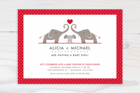 Elephant Family Baby Shower Invitations