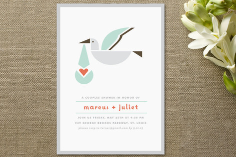 Simply Stork Baby Shower Invitations