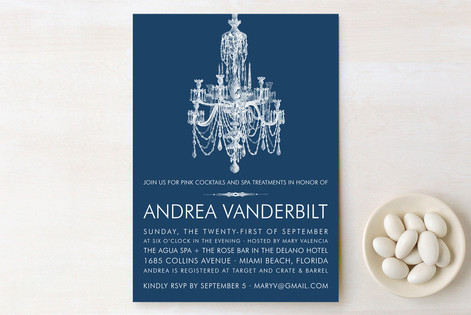 Blue Chandelier Bridal Shower Invitations