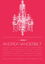 Pink Chandelier Bridal Shower Invitations